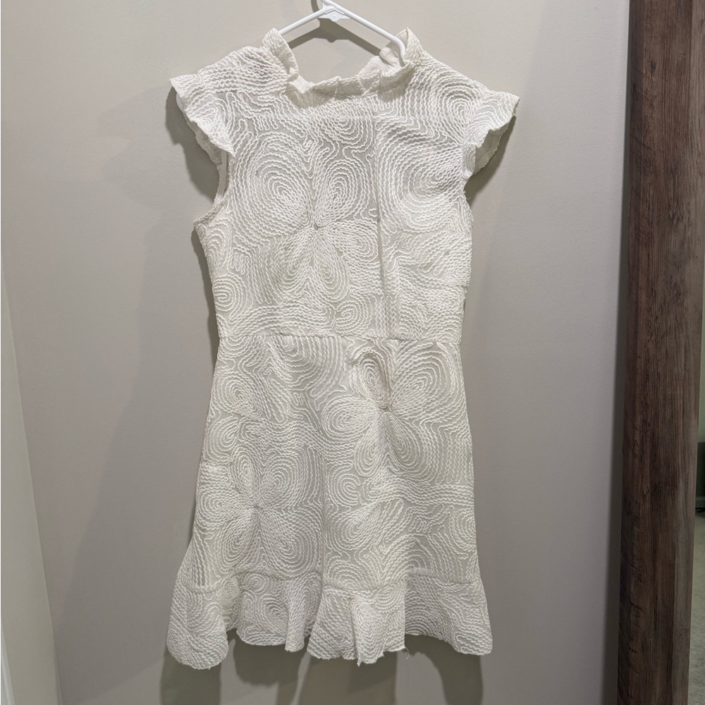 Hutch White Textured Fit-and-Flare Mini Dress